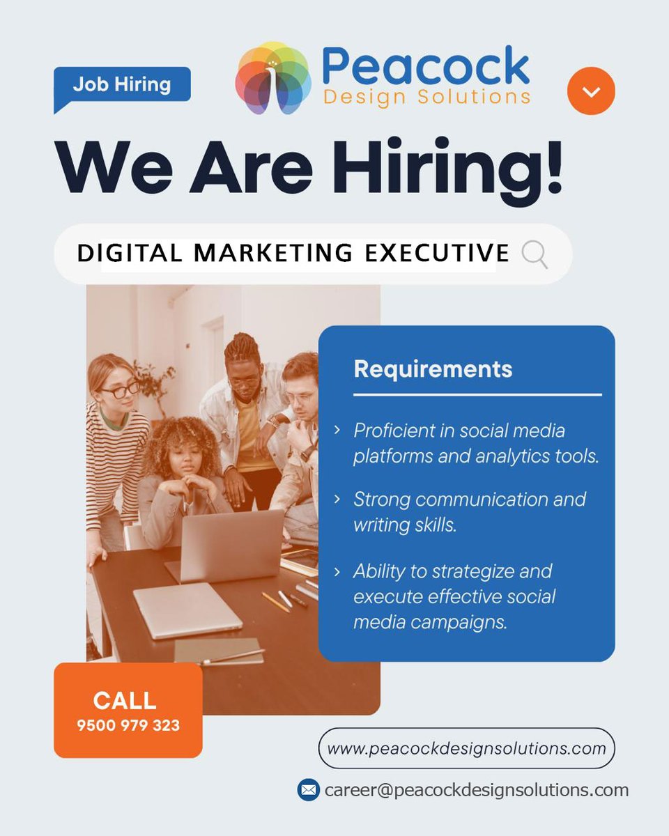 design_peacock's tweet photo. 🚀 We’re Hiring! | Digital Marketing Executive – Chennai (Ambattur) 🚀

📞 Contact us for more details. 9500979323

#DigitalMarketingJobs #ChennaiJobs #HiringNow #PeacockDesignSolutions #CareerOpportunity https://t.co/6uZ8Lw08Vj