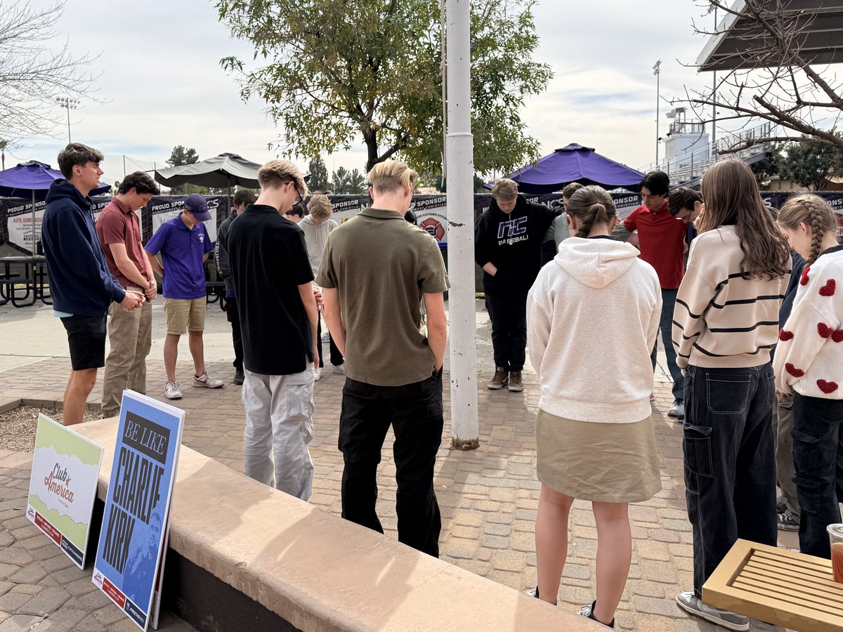 Michael_McCoyy's tweet photo. Meanwhile, @TPUSA Club America students in Arizona are taking part in the growing "Prayer at the Flagpole" movement.

The photos are courtesy of @Caprianam, and what she captured will warm your heart.

Watching young Americans rejoice together with Jesus and America is AWESOME🇺🇸 https://t.co/8MOGrNi18D