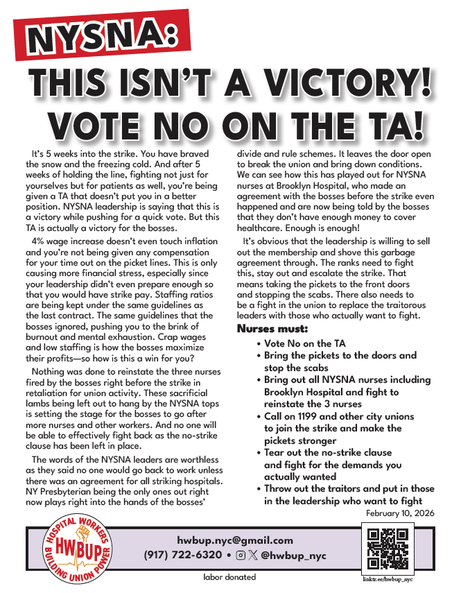 NYSNA strikers VOTE NO on the TA! Here's the strategy to win. #1199seiu #nysna #nysnanyp #striketowin