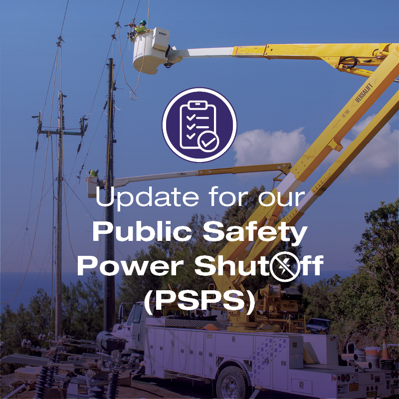 Important safety reminder for PSPS: If using a portable generator