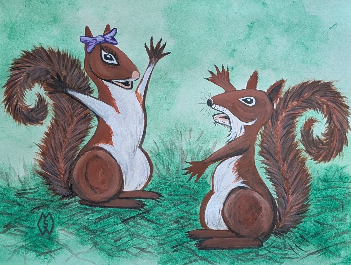 MattStarrFineA1's tweet photo. This is my acrylic painting of Chippy and Missy Squirrel telling each other about the big adventures each had. https://t.co/Y97CVNs0A4  
#mattstarrfineart #chippysquirrel #squirrels #childrensbook #wildlife #art #paintings #tshirts #artist #artistic #artwork #artlovers https://t.co/z6K3i3oJ1T
