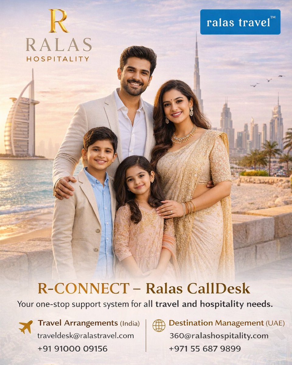 RalasTravel's tweet photo. From First Flight to First Smile ✈️✨

R-CONNECT – Ralas CallDesk delivers seamless travel from India to the UAE.

One Call. Complete Support.

#RalasHospitality #RConnect #DubaiLife #TravelFromIndia #UAEHospitality https://t.co/cs5JnWvYqe