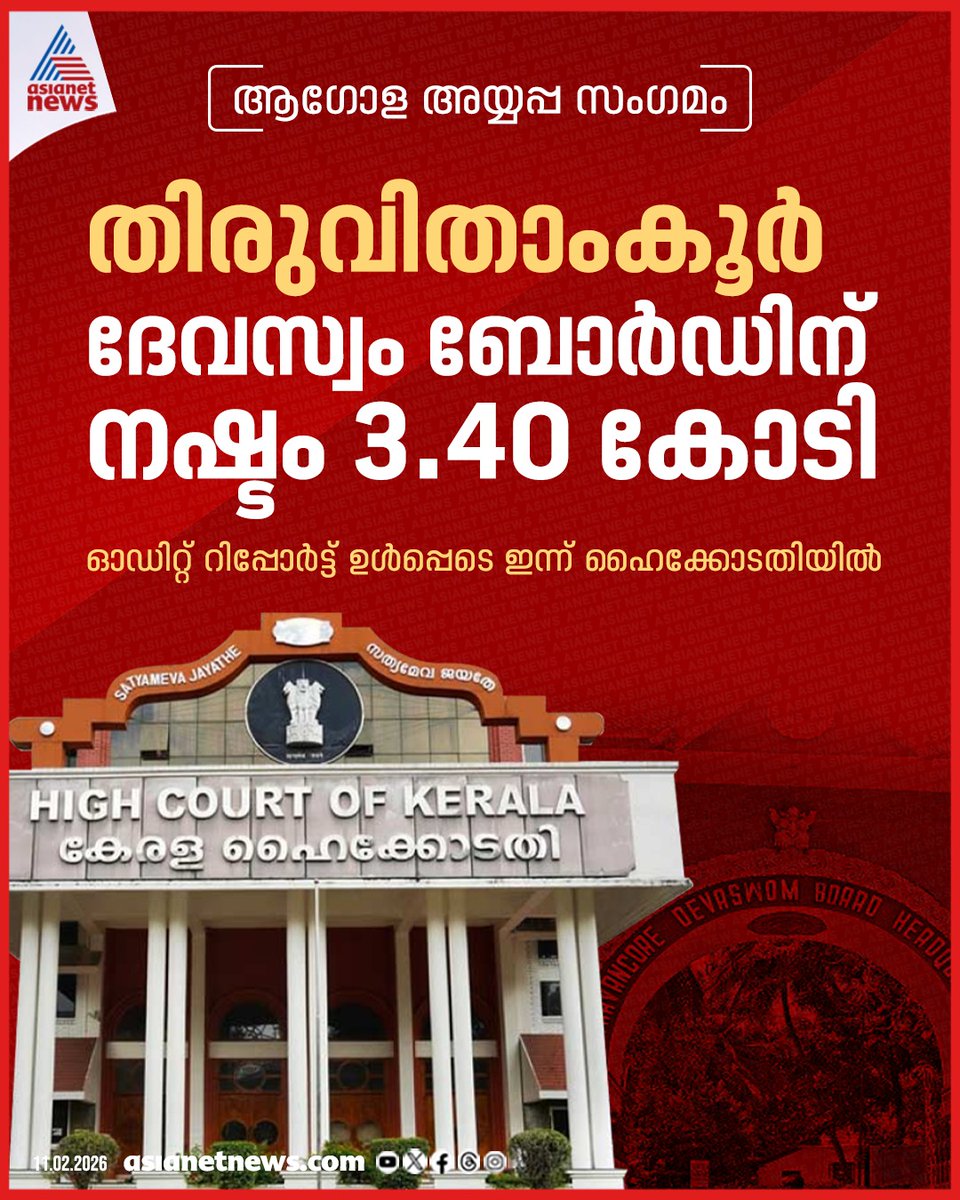 AsianetNewsML's tweet image. ആഗോള അയ്യപ്പ സംഗമം നടത്തിയതില്‍ തിരുവിതാംകൂർ ദേവസ്വം ബോർഡിന് 3.4 കോടി രൂപയുടെ നഷ്ടം ഉണ്ടായതായി ഓഡിറ്റ് റിപ്പോർട്ട്

🔗 asianetnews.com/kerala-news/ay…

#AyyappaSangamam #Sabarimala #DevaswomBoard