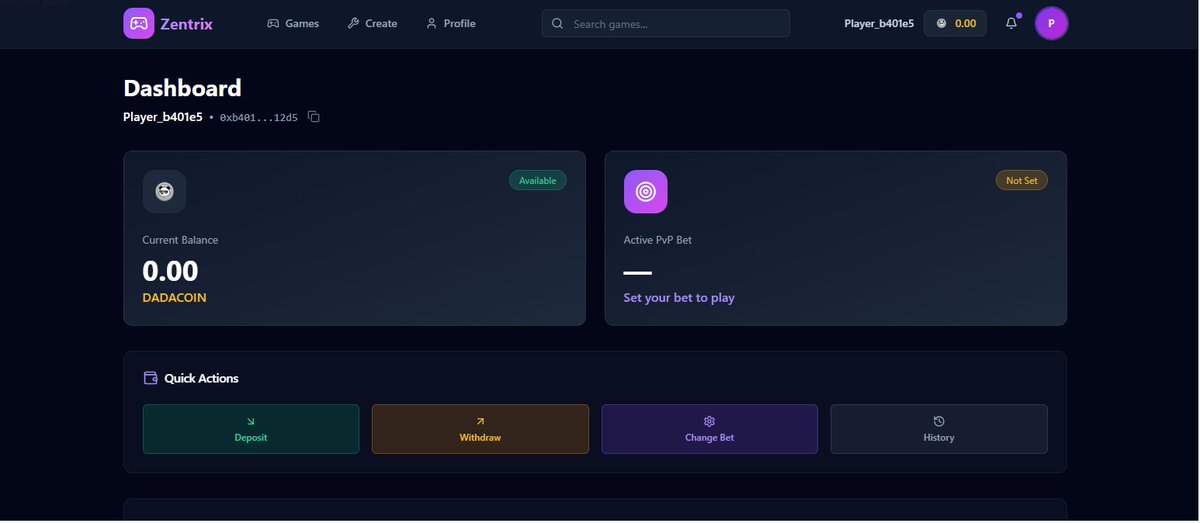 Here is a first look at early development screenshots of Zentrix,

 the platform we are currently building where $DADA will serve as the core currency of the entire ecosystem. 

The interface is taking shape, the economic architecture is being structured around DADACOIN,

 and