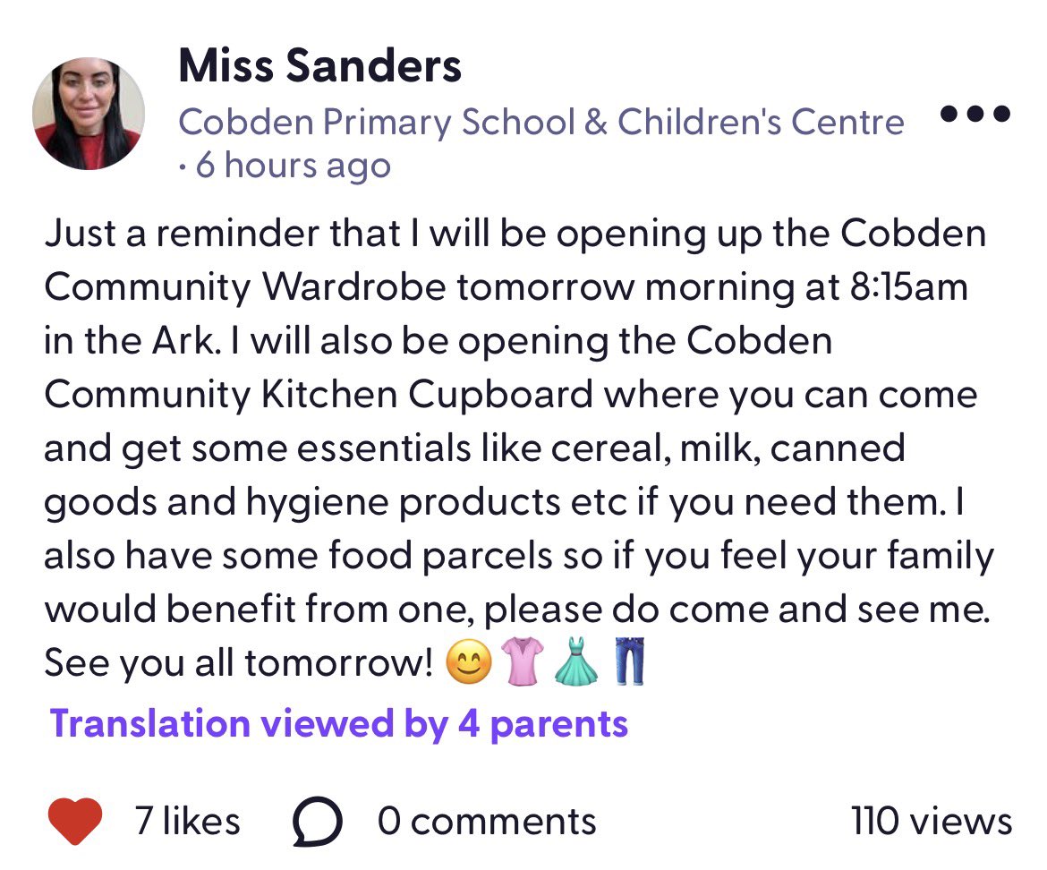 A quick reminder that our community wardrobe and kitchen cupboard is open tomorrow morning from 8.15am
