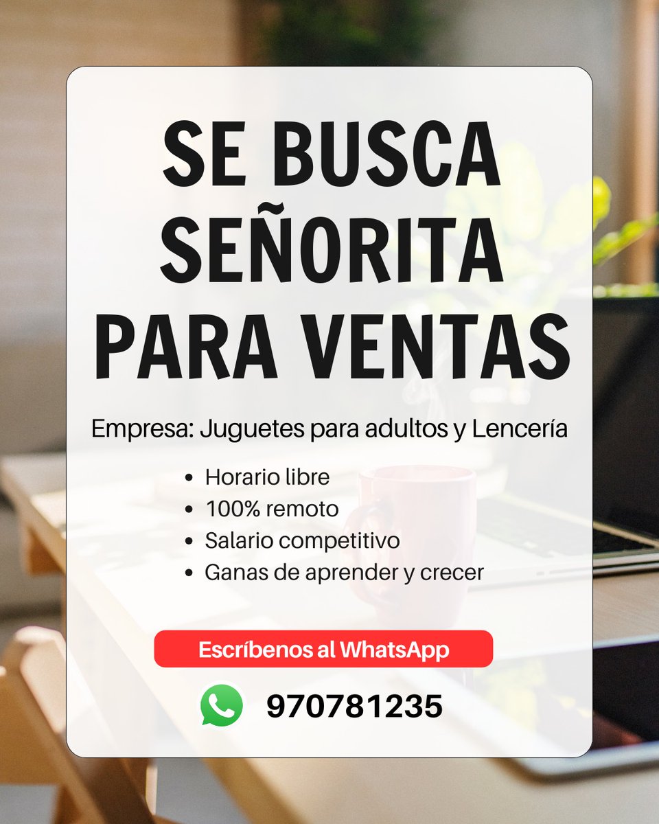 BInversionesv's tweet photo. Se requiere personal femenino para ventas en SexShop Perú.🧑‍💻

✅ WhatsApp 925927473 - 970781235 https://t.co/vfdsZ97TVY