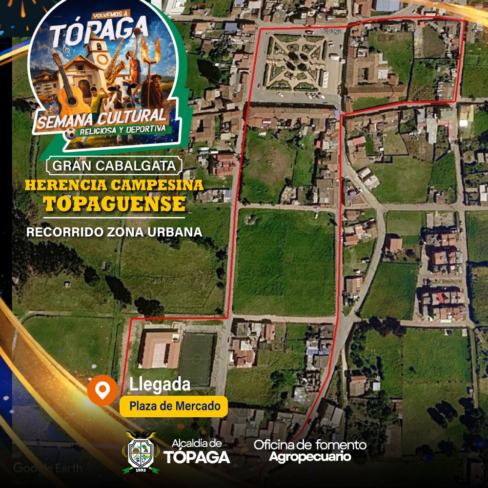 Por motivo del fallecimiento del padre Agustín Torres, la Gran Cabalgata programada para el miércoles se aplaza para el día jueves.

La Administración Municipal de Tópaga estará acompañando las exequias este miércoles 11 de febrero a las 3:00 p. m., en honor a su memoria y legado