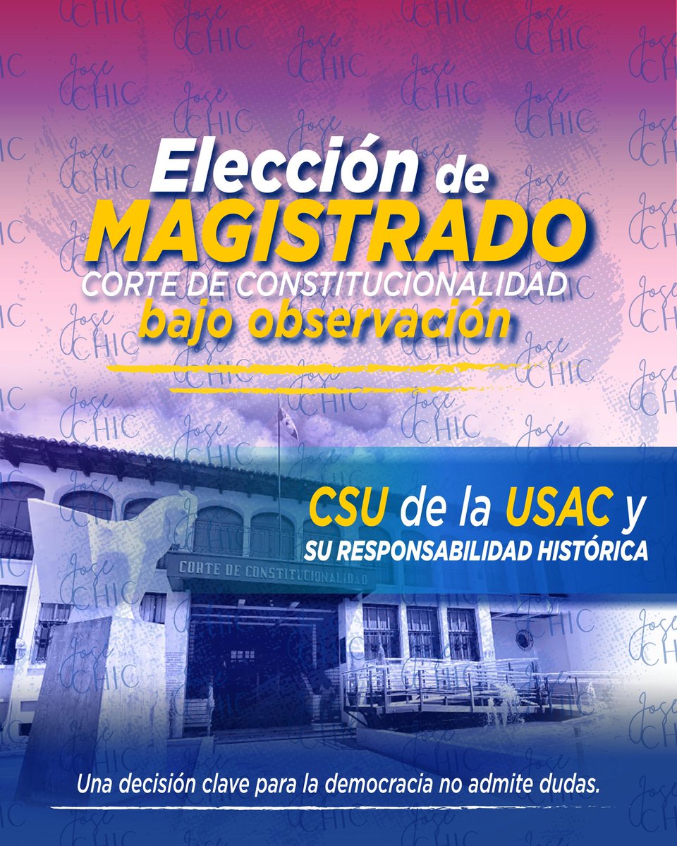 Josechic86's tweet photo. 🚫 NO A LA IMPUNIDAD EN LA CORTE DE CONSTITUCIONALIDAD

La justicia constitucional de Guatemala está bajo amenaza. Hoy, 10 de febrero, he presentado objeciones formales contra la candidatura de Consuelo Porras a la CC. https://t.co/IGncTzVYjx