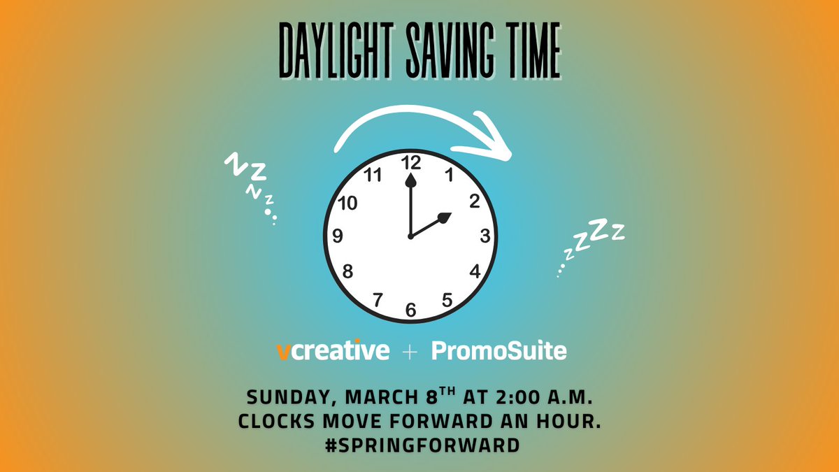 PromoSuite's tweet photo. Don’t forget to Spring Forward!  How are you spending that extra hour?
#SpringForward #DaylightSavings #SpringFever https://t.co/fvu1yyNhpB