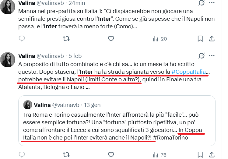 Tutto come da copione! Da un mese che scrivo quanto di sapeva già... Napoli fuori dalla #CoppaItalia, l'Inter troverà la meno forte, quindi strada spianata verso la Coppa. Quant'è marcio e combinato il calcio italiano (dietro all'Inter)?! #NapoliComo