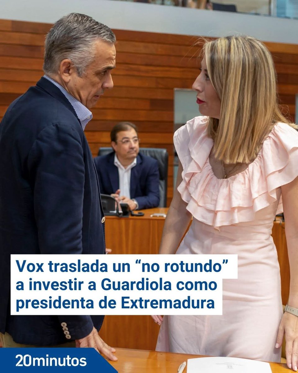 Gurutxe1's tweet image. ▶️ Vox traslada un "no rotundo" a investir a Guardiola en Extremadura: "Exigimos la proporcionalidad que nos dieron las urnas".

 ver.20m.es/g8l3t