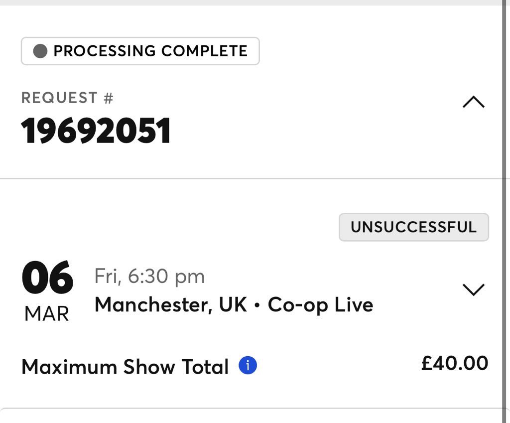 a joke to leave us waiting until 10:15 no email nothing but it’s changed to unsuccessful 

harry ono tickets