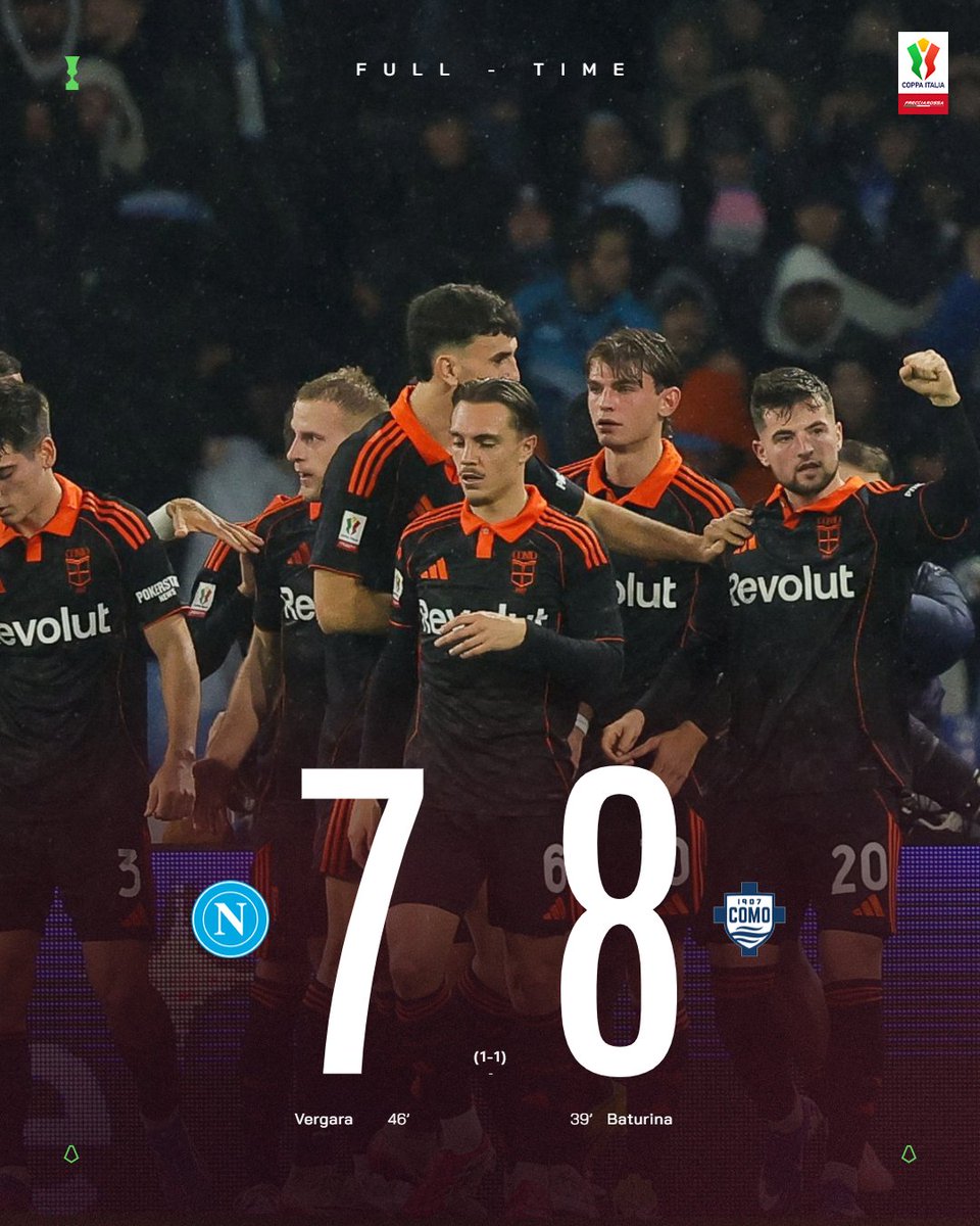 Il <a href="/Como_1907/">Como1907</a> ha la meglio ai calci di rigore e passa il turno! 

#NapoliComo #CoppaItaliaFrecciarossa