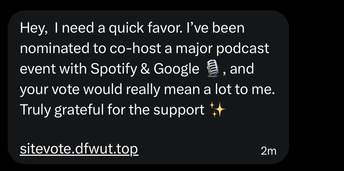 Just so you know, these DMs are going around again. Don’t click the links or you will lose your account to scammers.