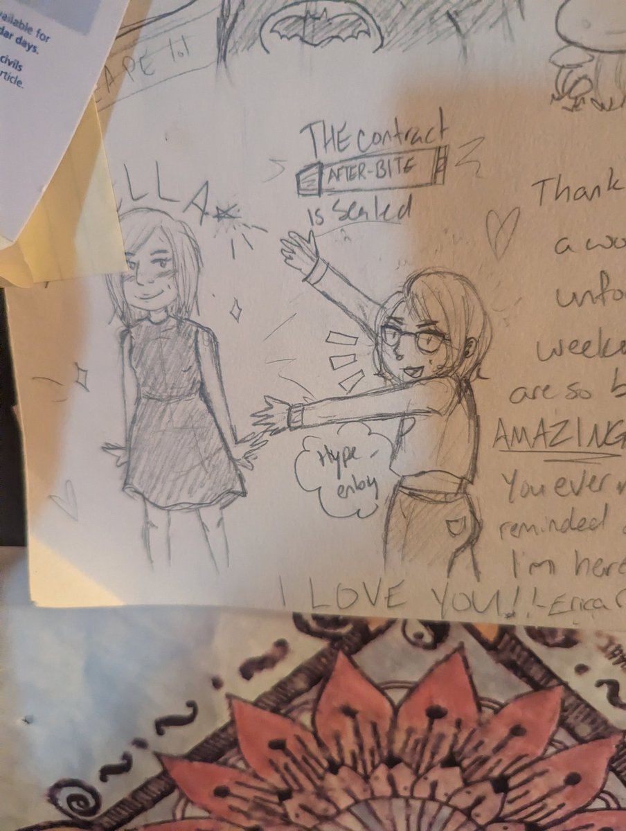 My best friend drew this of me when I was 1 month hrt and idk this probably better than drawing trans girls with 5 o clock shadow and giant shoulders