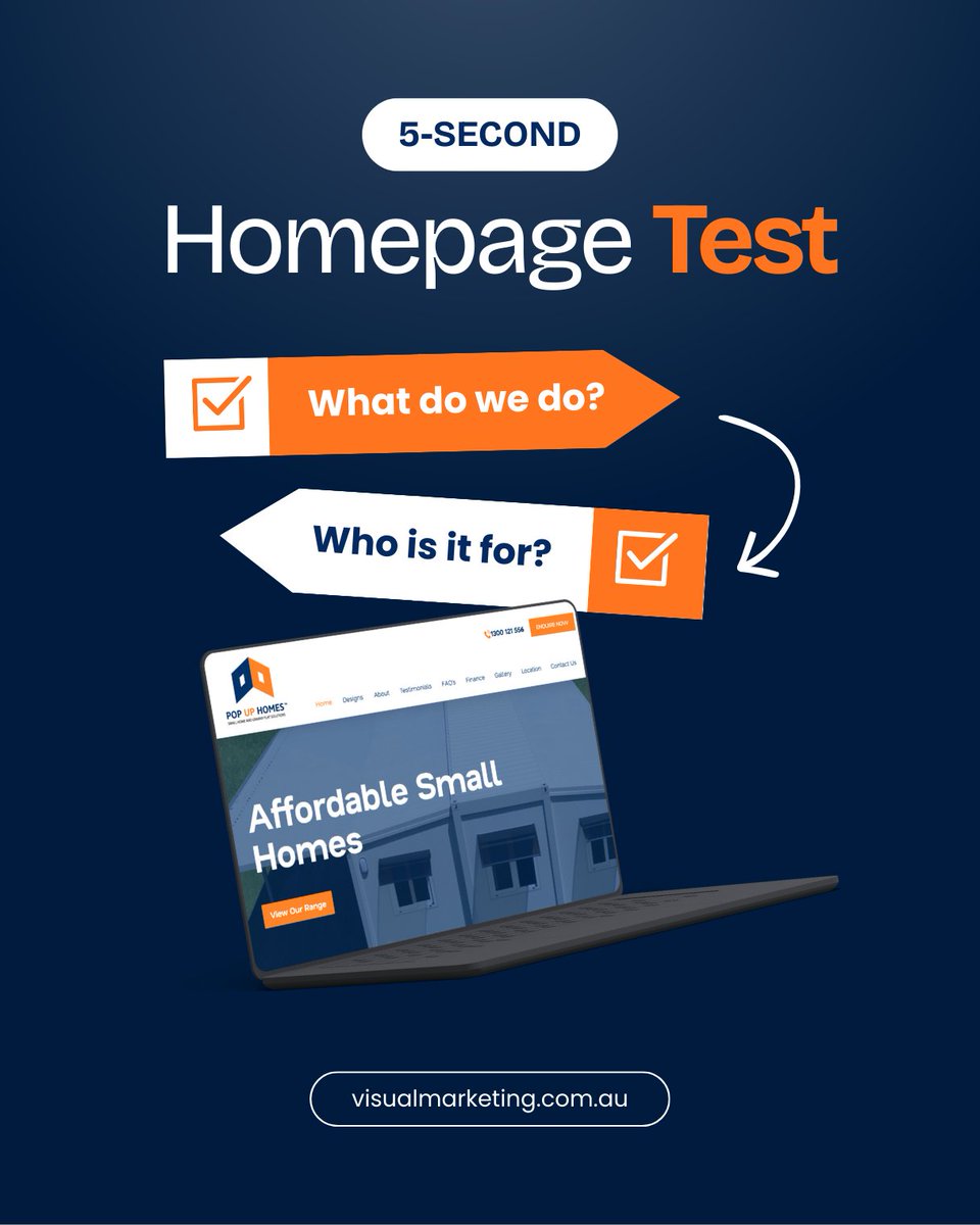 visualmarkting's tweet photo. Do the 5-second homepage test ✅

Show your website to someone for 5 seconds and ask: "What do we do?" and "Who is it for?"

If they can't answer both, rewrite your hero headline today.

#websitedesign #digitalmarketing #increaseconversions https://t.co/cFdCU1tQb4