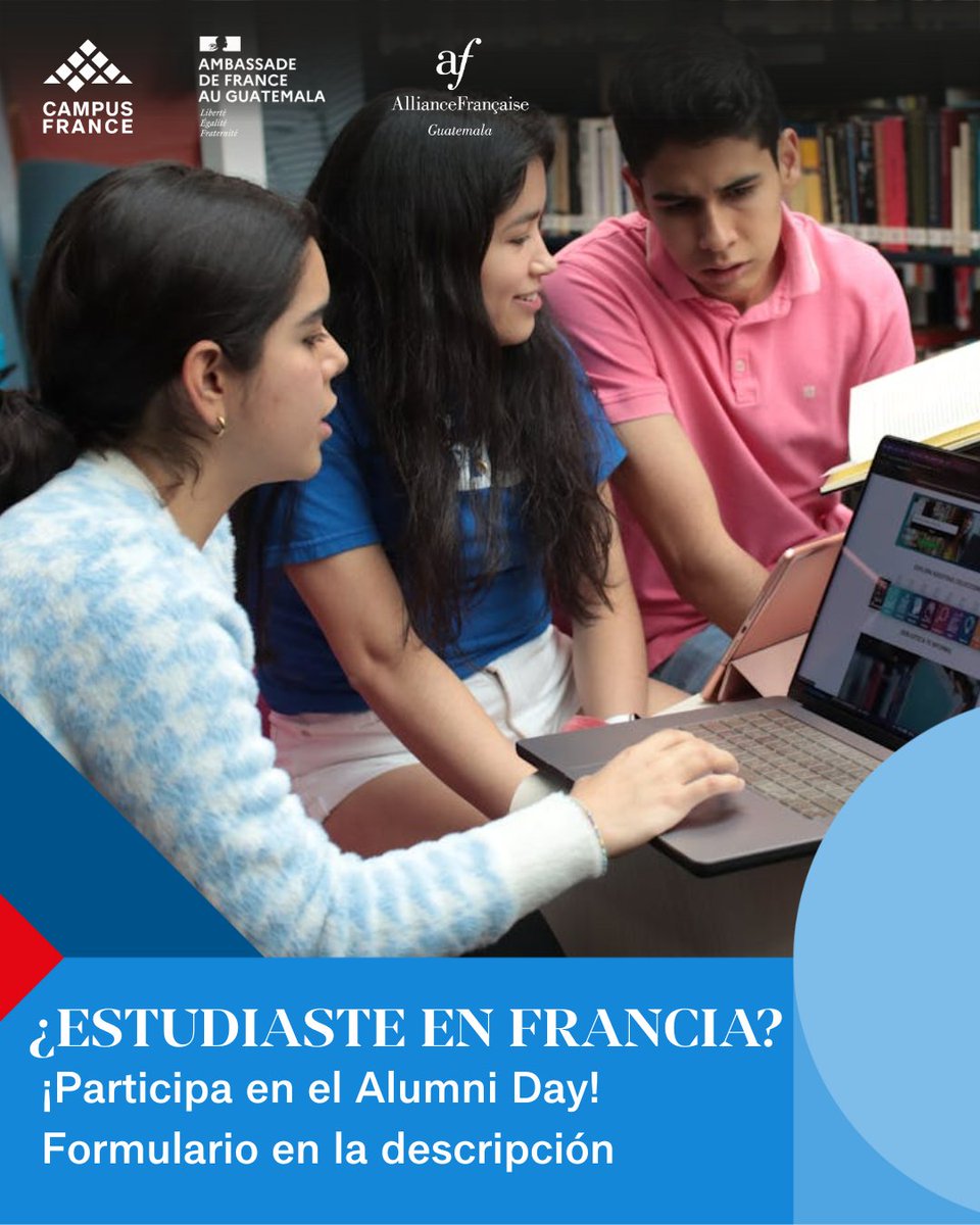 ¡Forma parte de la Red Alumni Guatemala! 🇬🇹🇫🇷
 
📲 Invitamos a ex estudiantes en Francia a actualizar sus datos y recibir información exclusiva del Alumni 2026 📑

✅ Redes de contactos
✅ Intercambio de experiencias 

📋 Formulario: forms.gle/pD6AqVjiFv1Fxq…