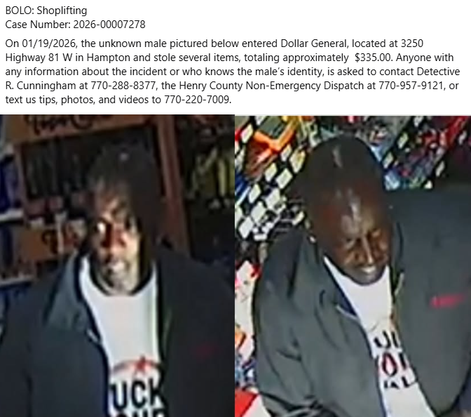 BOLO: Shoplifting
Case Number: 2026-00007278