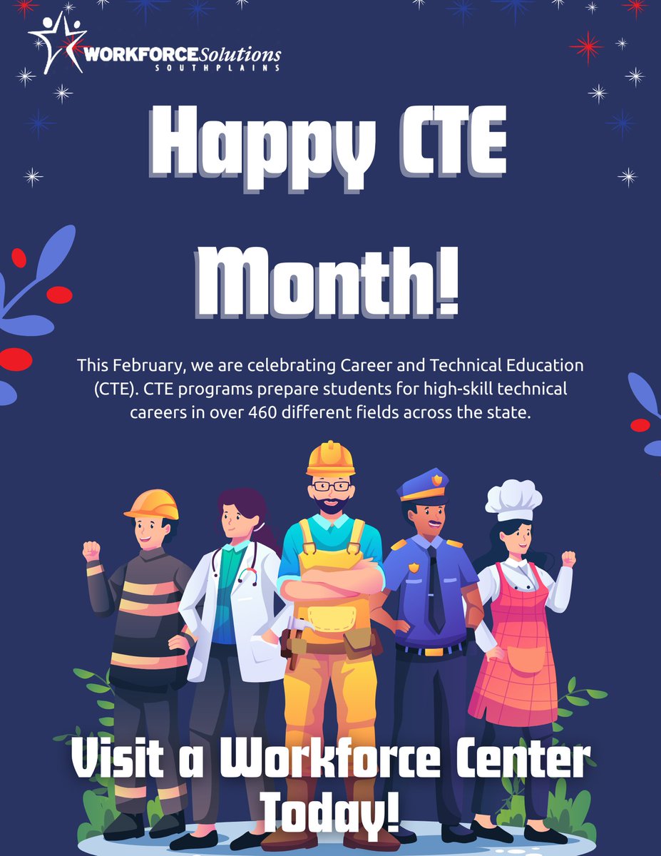 Join us in celebrating our newly recognized CTE Month! We recognize the value in preparing students for future careers and developing high-demand skills. Texans can locate their local Workforce Solutions office by visiting twc.texas.gov/find-locations.
#CTEMonth