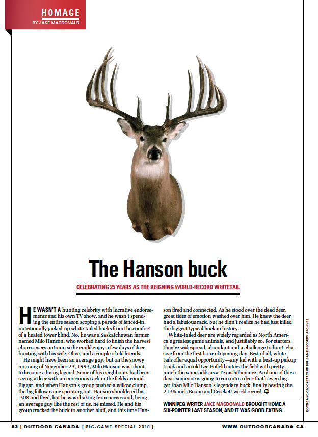 Our condolences to the family and friends of Biggar, Saskatchewan's Milo Hanson, who passed away yesterday. Here's the tribute to Milo and his legendary world-record buck that we published in 2018, commemorating the 25th anniversary of the record.
facebook.com/outdoorcanada/…