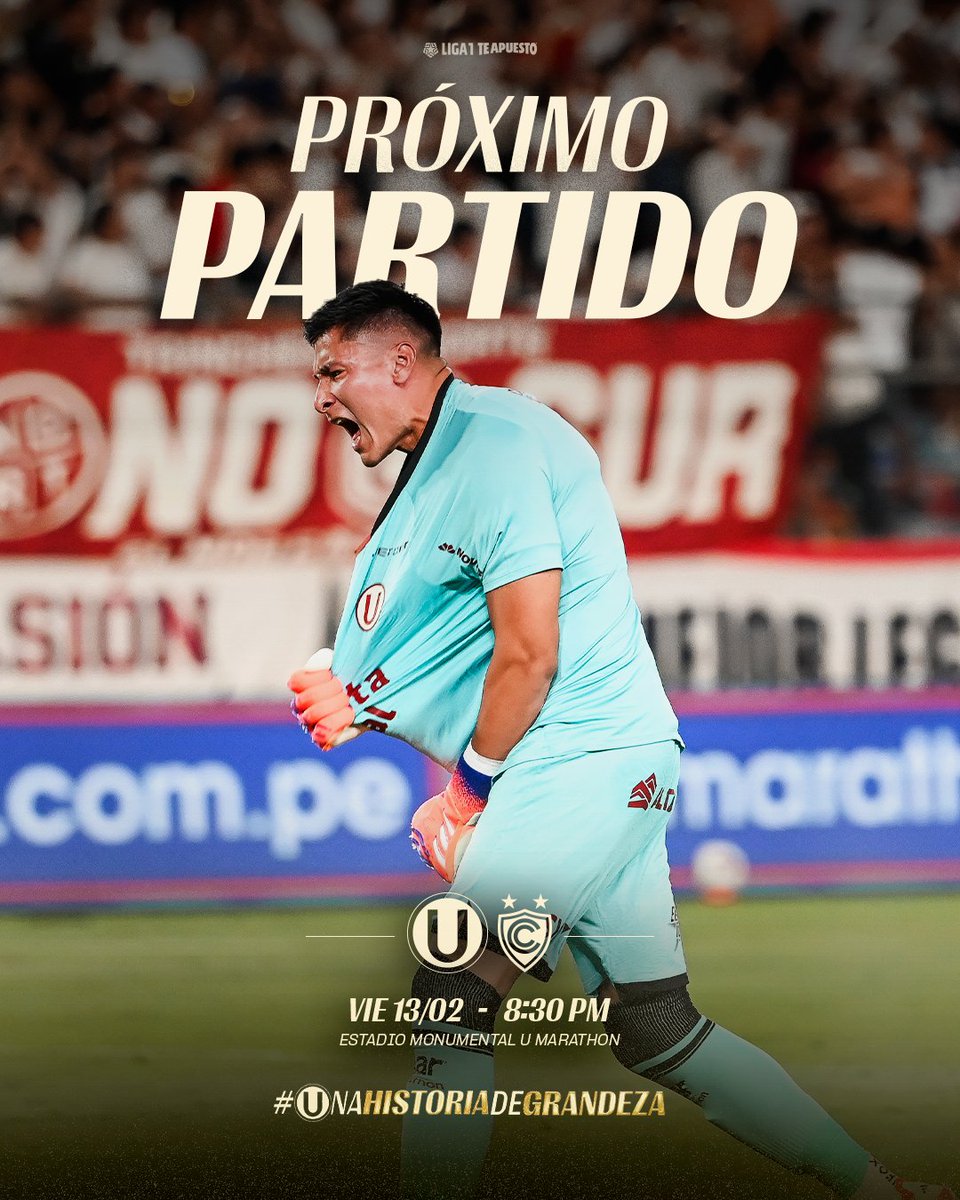 🔜 𝗣𝗥𝗢́𝗫𝗜𝗠𝗢 𝗣𝗔𝗥𝗧𝗜𝗗𝗢 𝗖𝗥𝗘𝗠𝗔

⚽ 𝘜𝘯𝘪𝘷𝘦𝘳𝘴𝘪𝘵𝘢𝘳𝘪𝘰 𝘷𝘴. 𝘊𝘪𝘦𝘯𝘤𝘪𝘢𝘯𝘰 

🏆 𝘈𝘱𝘦𝘳𝘵𝘶𝘳𝘢 2026 - 𝘍𝘦𝘤𝘩𝘢 3

📅 𝘝𝘪𝘦𝘳𝘯𝘦𝘴 13 𝘥𝘦 𝘧𝘦𝘣𝘳𝘦𝘳𝘰 

⏱️ 8:30 𝘱.𝘮.

🏟️ <a href="/Monumental_U_/">Estadio Monumental Ⓤ Marathon</a>
 
🎟️ bit.ly/4ag0pay 

#UnaHistoriaDeGrandeza