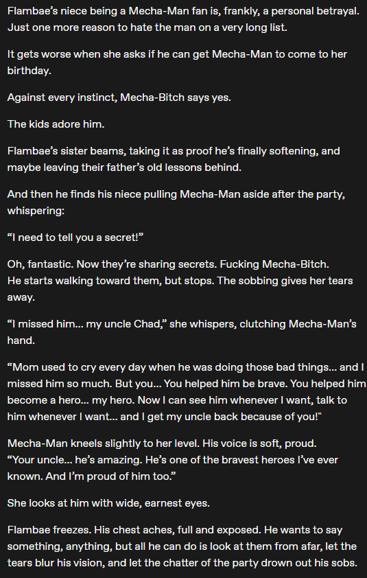 More HC / fic ideas on my t9mblr
Or: Flambae gets over his anger because his niece helped him realize something

You need to sedate me!
#mechabae #flambert