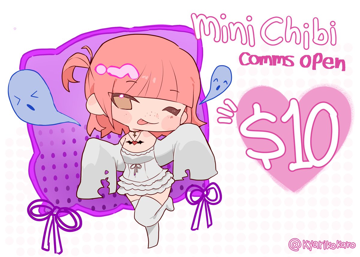 KyarikoKaro's tweet photo. Opening February chibi c0mms 
(TOS in ALT) Dm me if interested :3 https://t.co/JAryTet6Aj