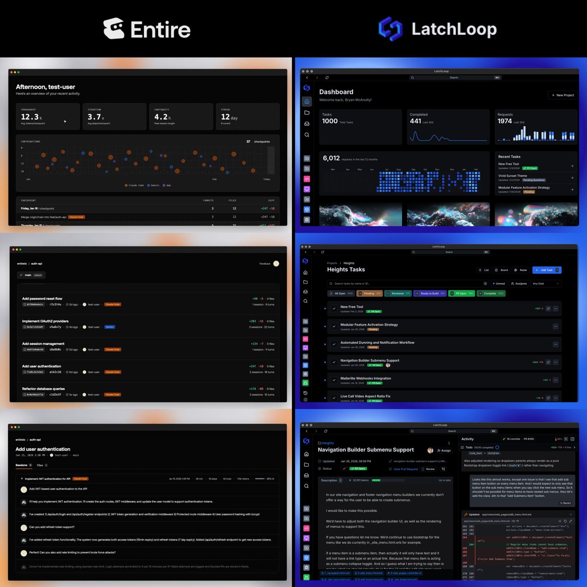 So interesting to see similarities between <a href="/EntireHQ/">Entire</a> and <a href="/LatchLoopAI/">LatchLoop</a> 

The future interfaces we'll use to direct coding agents are being revealed, and they look much more like this than CLIs or IDEs.