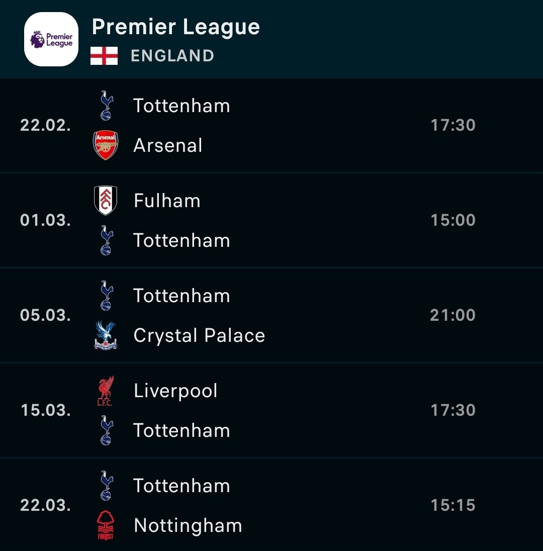 Kan bli jobbigt på riktigt för spurs denna säsongen.. halvstökigt schema närmsta veckorna.