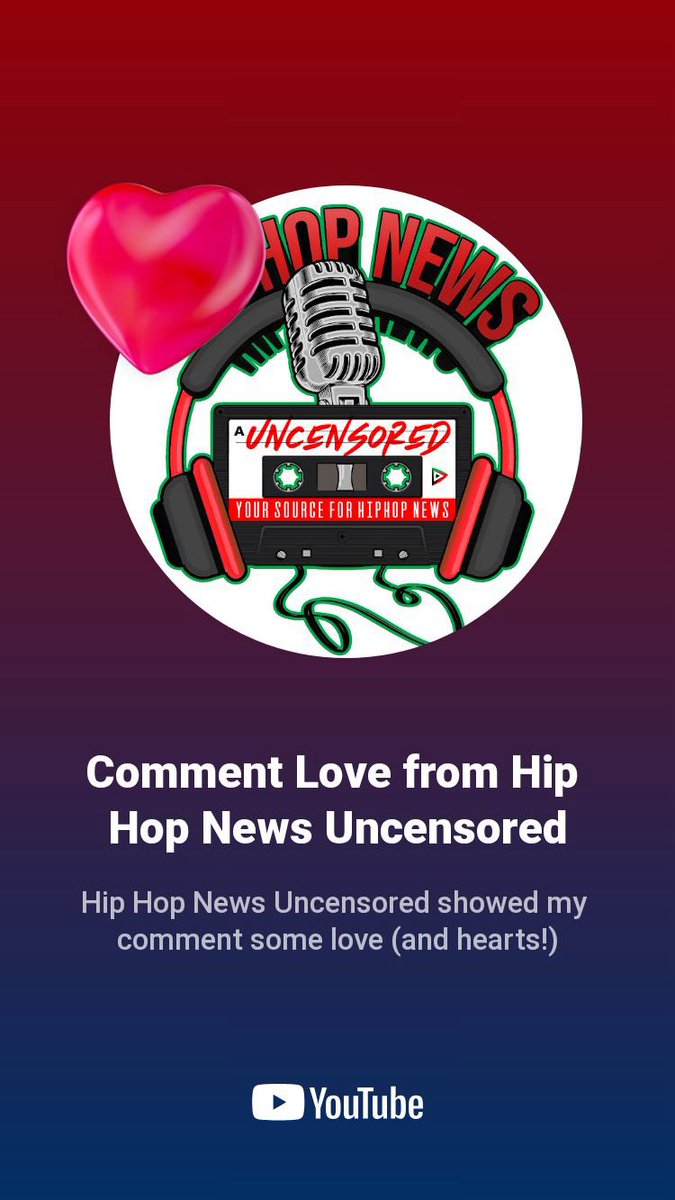 Hip Hop News Uncensored showed my comment some love (and hearts!) youtube.com/watch?v=ilLaE_…