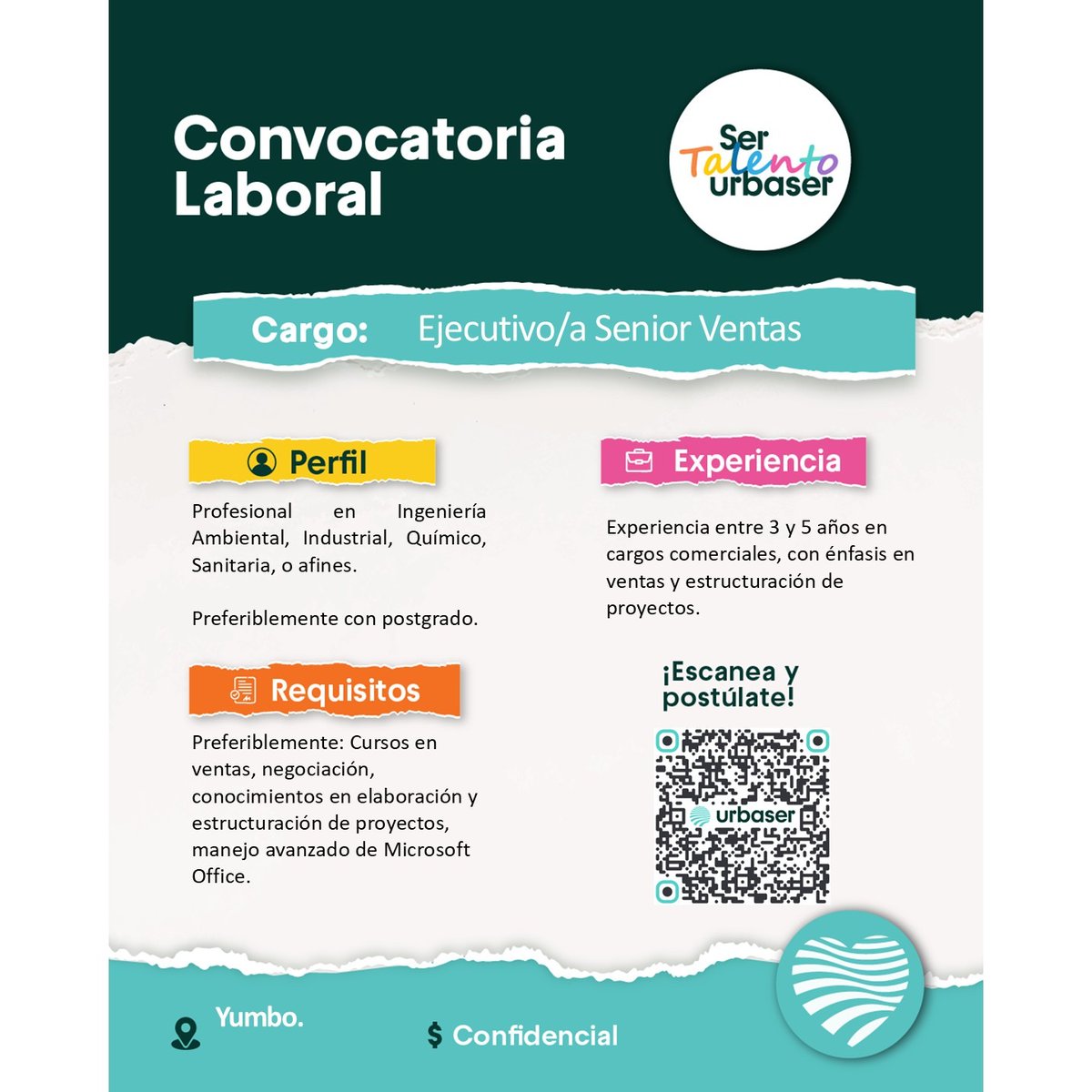 UrbaserCOL's tweet photo. #TrabajoSíHay | Abrimos convocatoria para estos cargos: Analista de Información/Sistemas (Bogotá) y Ejecutivo/a Senior de Ventas (Yumbo).
Conoce el perfil y postúlate aquí 👉 https://t.co/jyhdXJlvzH https://t.co/7uJ4MXjB3i