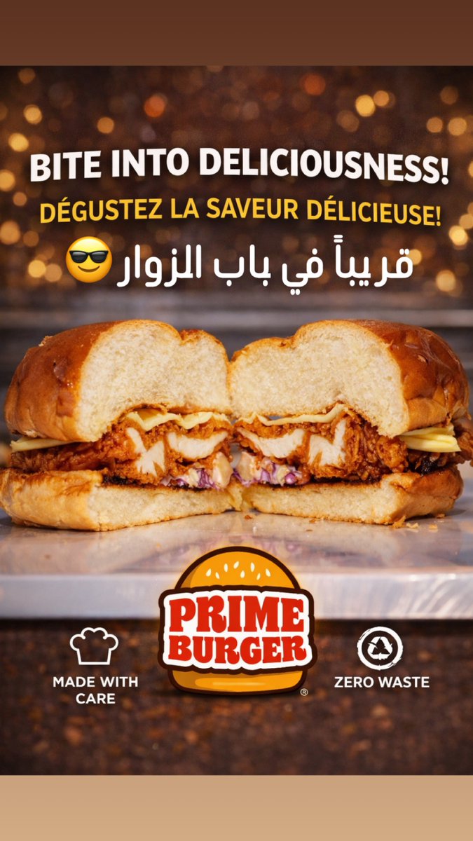 البنة تهدر صاحبي 😎ماشي غير برجر… تجربة تتعاش 🍔
#برايم_برجر #PrimeBurger
#برجر #مطاعم_الجزائر
#أكل_بنين ComingSoon 🍔🔥