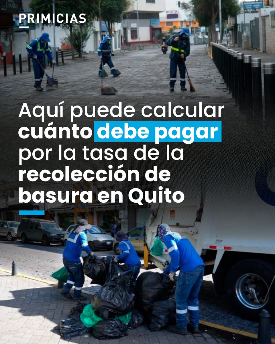 El Municipio de Quito cobrará la tasa de recolección de basura en la planilla del consumo de agua potable desde febrero de 2026. Hay una calculadora para estimar el pago. prim.ec/P8ut50Yct1R