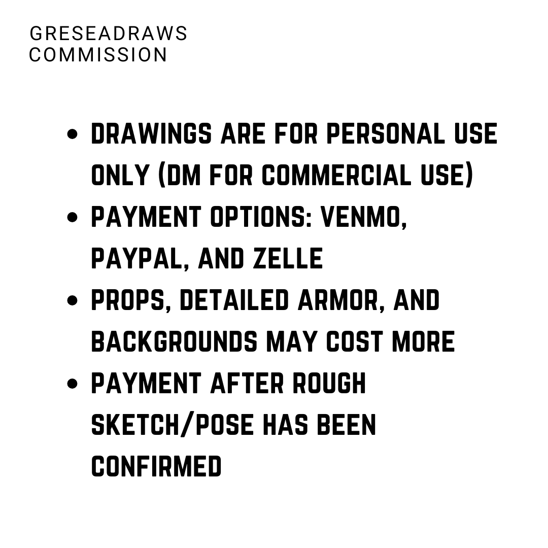 greseadraws's tweet image. My commission waitlist form for March is open! If you want your tav/rook/oc drawn with a companion, it's $45 for a waist-up colored sketch for two characters!   
Sign up here: forms.gle/ewmV4EWPFBLUnZ…