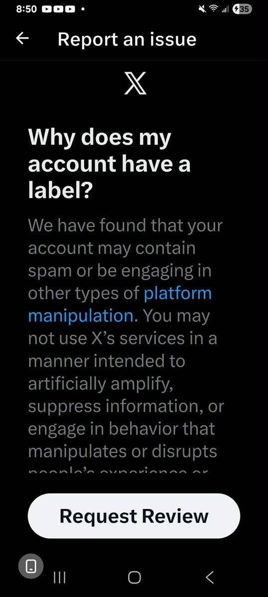 I’ve decided to cancel my X account.

I’m tired of being shadow-banned while always having links and receipts to back up what I post. I refuse to keep going back and forth filing “Request Review” appeals that go nowhere. I’ve watched my views steadily drop for a while now, and