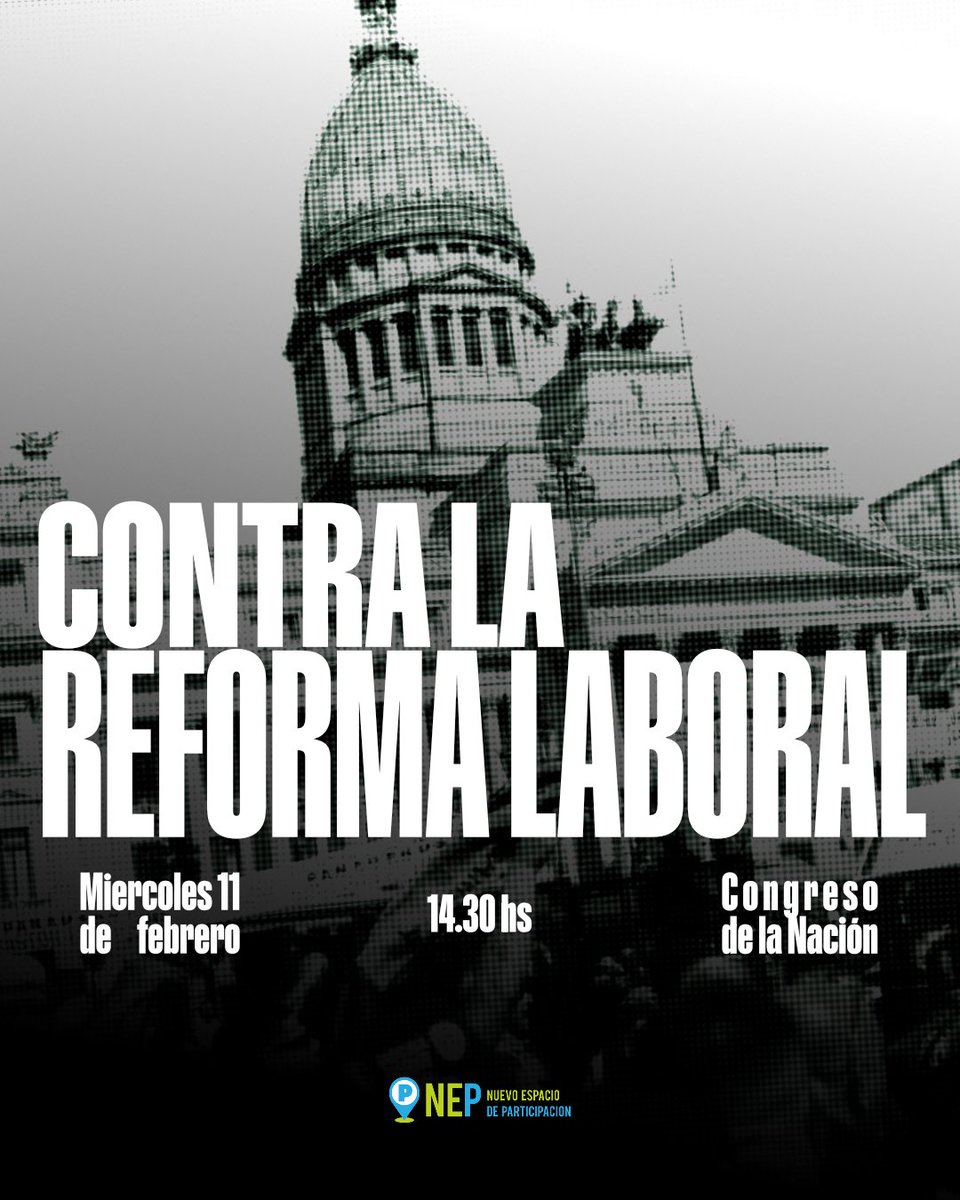 11/02 » CONTRA LA REFORMA LABORAL

El proyecto de Milei no moderniza ni crea empleos. Avanza contra los derechos conquistados y precariza a las y los trabajadores.

Defendamos el trabajo argentino.