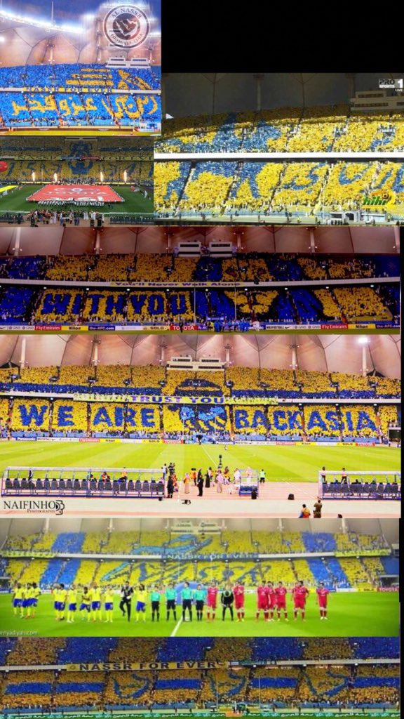 جمهور #النصر لايقارن مع اي جمهور 

جمهور عالمي جمهور يأخذ الأولوية في كل شيء 

والله العظيم في حياتي ماشفت افضل من تيفوهات النصر بالذات في الدره 

جمهور العالمي اول من طبق التيفو في ملاعب السعودية🥇🟡

جمهور العالمي اول من طبق 
تيفو الامواج 🥇🏟️

جمهور العالمي اول من رسم شخصية في