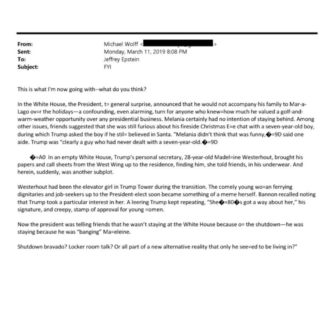 ‼️‼️ According to Epstein Files, Trump was bragging to his friends that he was ‘banging’ his personal secretary Madeline Westerhout during 1st term— including during holidays when 1st family went to Mar-A-Lago and he stayed behind. 

Yikes.