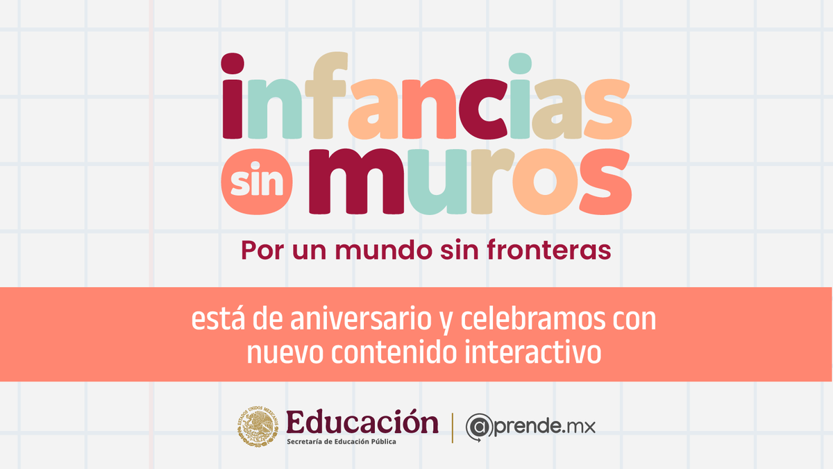 aprende_mx's tweet photo. «Infancias Sin Muros» está de #aniversario. 🎉🫂
Hoy celebramos historias que acompañan, #informan y abren nuevas maneras de aprender y mirar el mundo. 🗺️ 👓
🔍 Te invitamos a explorar y descubrir desde la #empatía en el sitio oficial de esta serie #transmedia:
📌 https://t.co/hefD8PIKuP
#InfanciasSinMuros #PorUnMundoSinFronteras