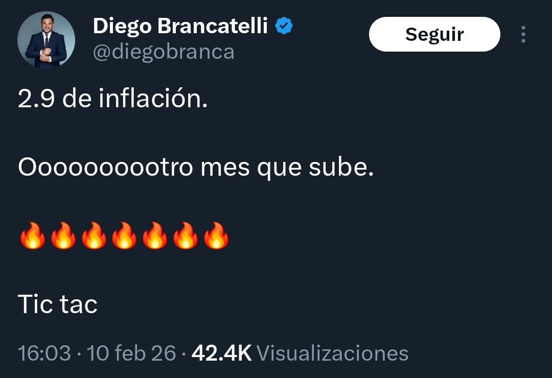 "BRANCATELLI PELOTUDO"

Porque la inflación subió 0,1% y el pelotudo de Brancatelli salió a festejar como si hubiese ganado la final del mundo