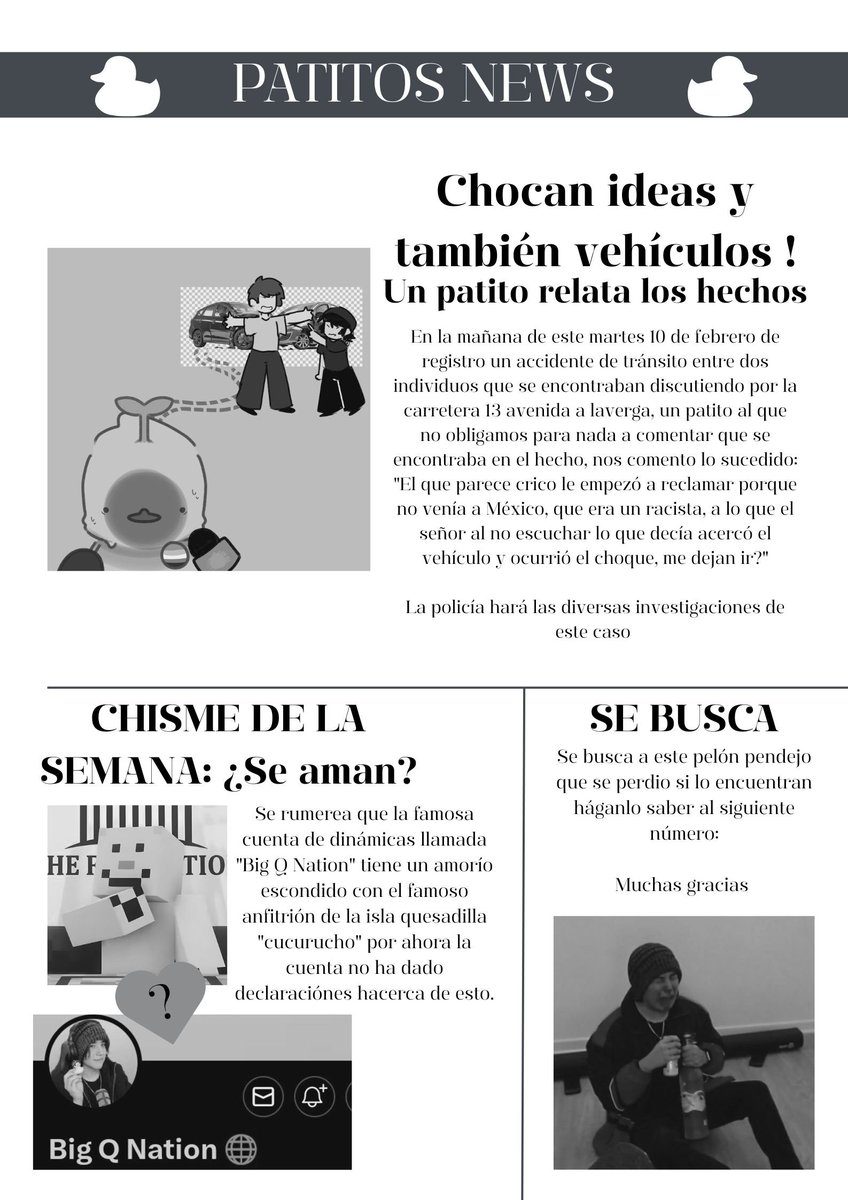 PRENSA PRENSA 🗣️‼️ 
Patitos news noticias al segundo 
Obtengan sus noticias ya 
<a href="/BigQnation/">Big Q Nation 🌐</a> <a href="/User_89045/">mushroom 🌐</a>
