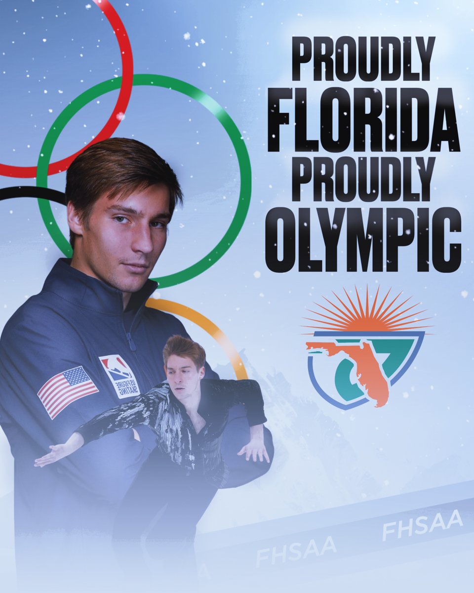 FHSAA's tweet photo. Florida trained. Resilient spirit. ⛸️

North Broward Prep alum Andrew Torgashev is back on the ice for Team USA—overcoming injuries and chasing an Olympic medal after returning to competition in 2023.
From Florida rinks to the world stage. ✨

#FloridaMade #TeamUSA #FigureSkating #FromFloridaToOlympic