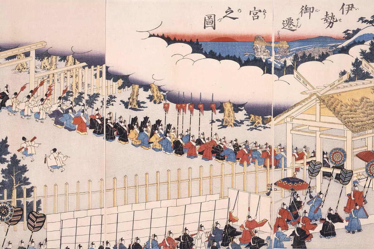 んで明治の時の式年遷宮の絵葉書にもちゃんと御楯は出てきます。 加え