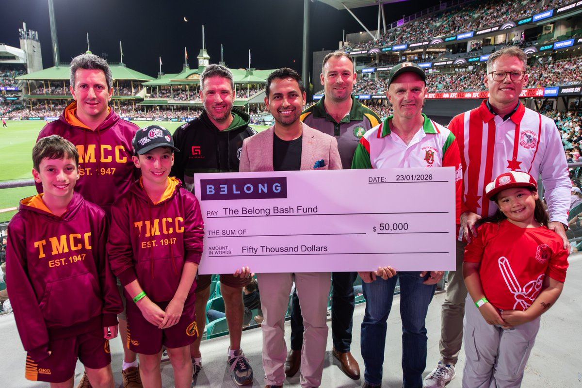 SixersBBL's tweet photo. Huge thanks to Belong as The Belong Bash Fund raised $50,000 across the season for 5 deserving grassroots cricket clubs – helping them BE 🩷 https://t.co/EorYLolto3