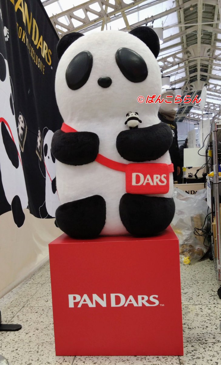 なんか、JR上野駅のコンコースに来たら、パンダースのデカいぬいがある