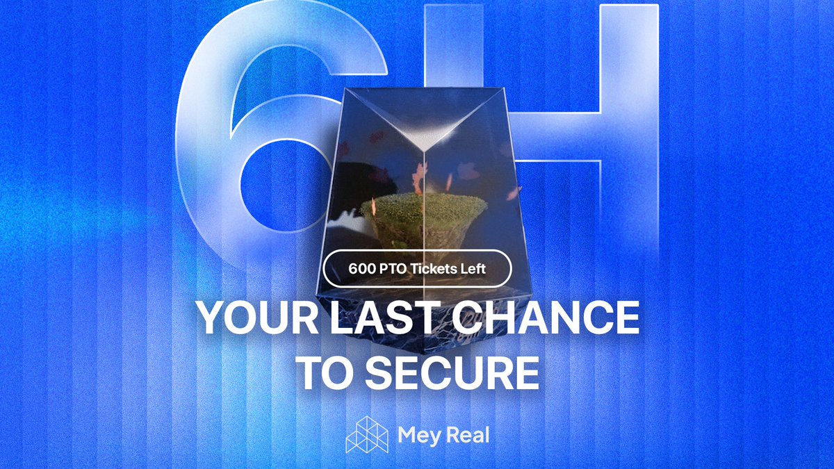 Less than 6 hours until FCFS Round opens!

Complete your KYC &amp; get ready to grab your PTO ticket.

• Stake for USDC rewards
• 10% gross yield
• On @Base

app.meyreal.io