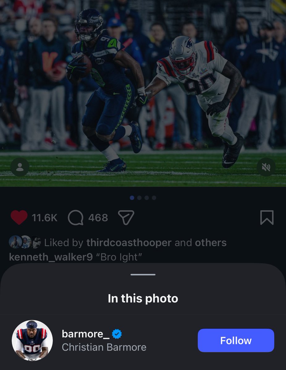Kenneth Walker tagged Christian Barmore with his own quote “Bro Ight” 😭