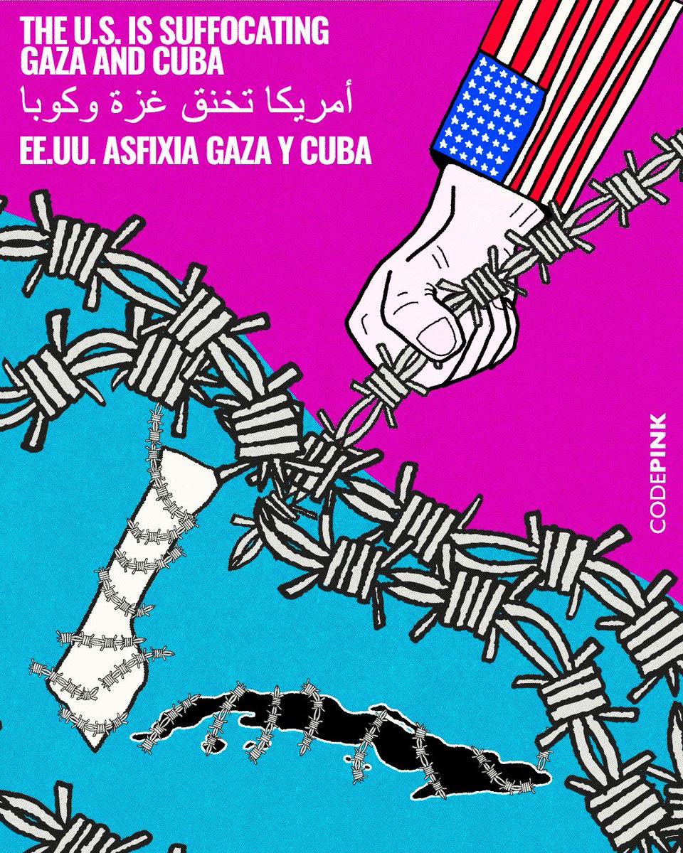 codepink's tweet image. The same genocidal motivations for the US-Israeli siege on Gaza have been imposed to isolate and suffocate Cuba.

For those of us invested in a better world based on humanity, it is imperative we stand steadfast with Palestinians and Cubans as they struggle against the most…