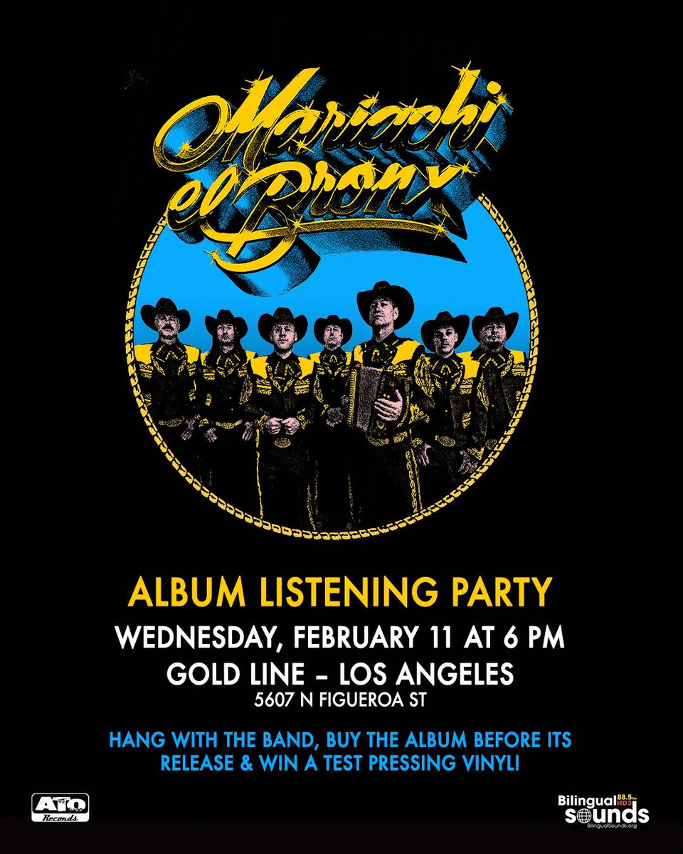 LA! We’re taking over Gold Line in Highland Park tomorrow night for the Mariachi El Bronx IV listening party. We’ll have vinyl on deck, so swing through, grab a copy, and have a drink or three with the band 🍻