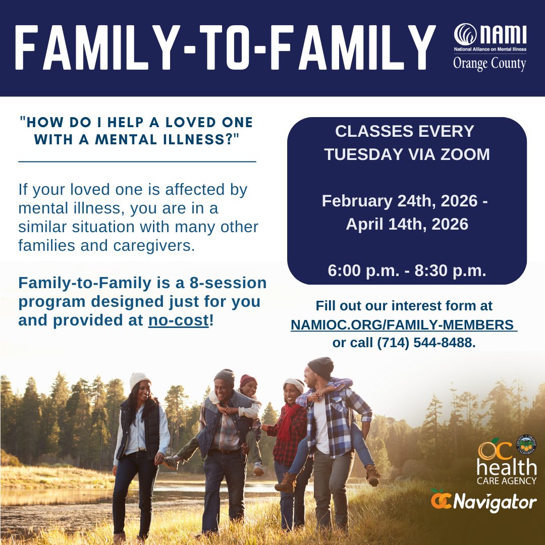 Can you relate? “Before I took the course, I felt alone and overwhelmed… Now I’ve met others who understand and learned about resources I never knew existed.”

If yes, Family-to-Family is here for you. No-cost class starts Tues, Feb 24 via Zoom.
👉 namioc.org/classes